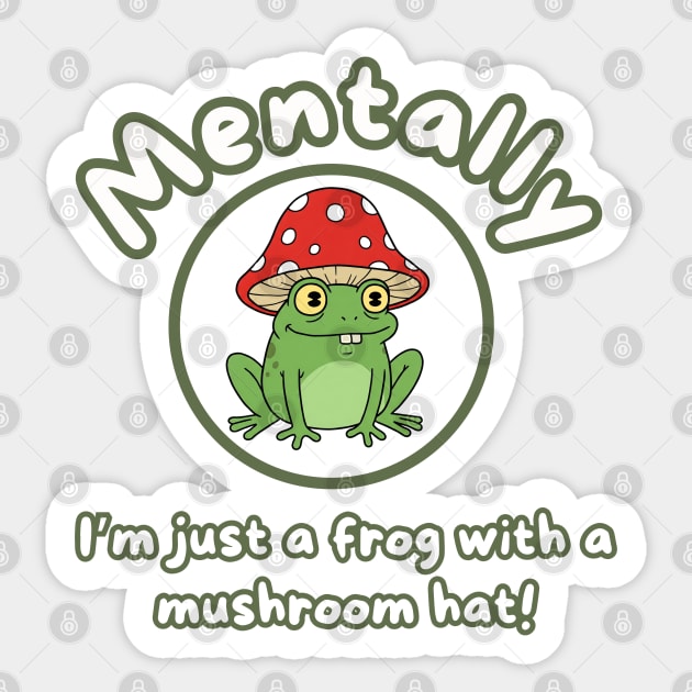 Funny Frog with Mushroom Hat Sticker by Stylecombinator